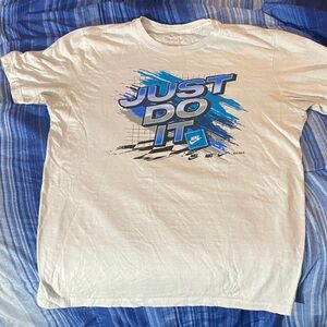 Nike White and Blue Just Do It Tee